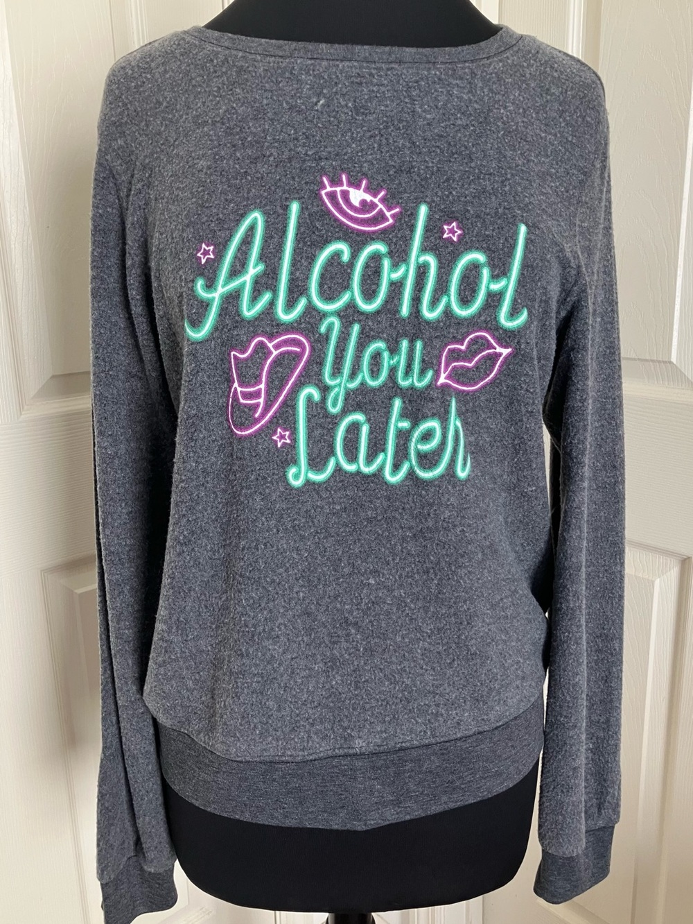 NWT Wildfox “Call Me Later” BBJ Alcohol You Later Graphic Sweatshirt White Sz. M